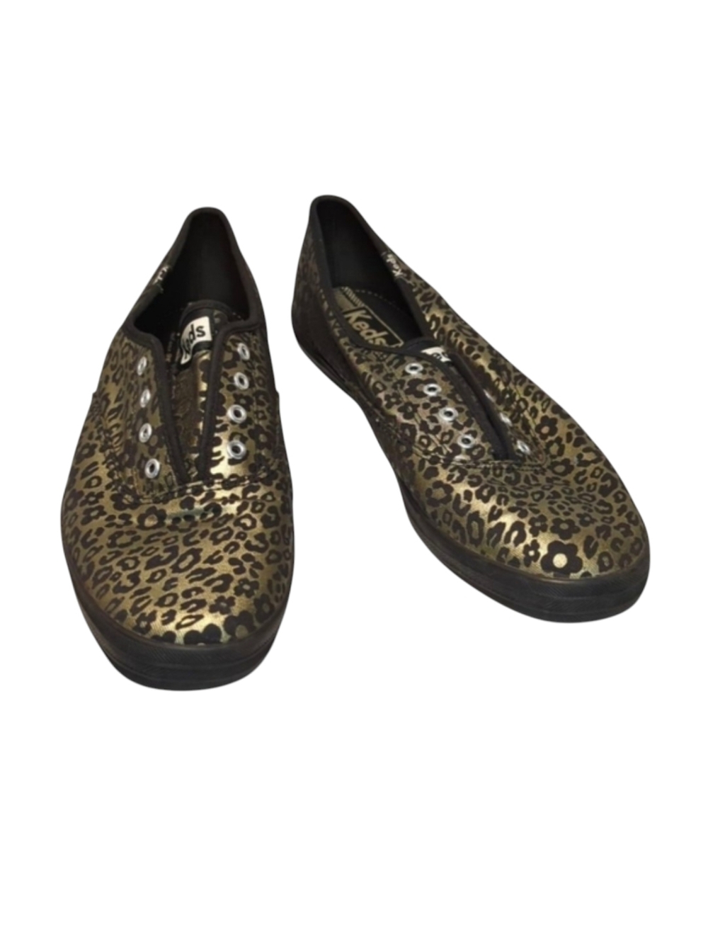 Keds Chillax Metallic Gold & Black Floral/Animal Print Sneakers Size 9.5